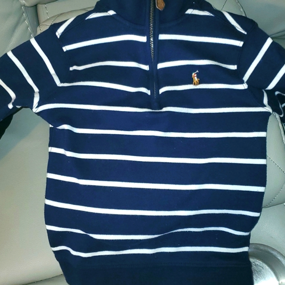 Polo shirt size 6 navy blue and white